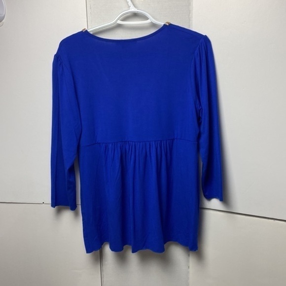 Boston Proper V Neck Inspired Keyhole Front Royal Blue Blouse Top Size Medium - Picture 6 of 9